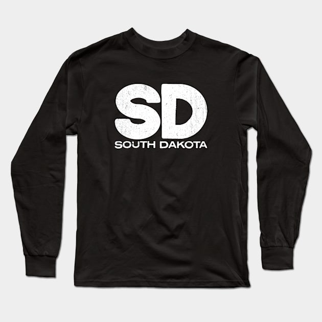 SD South Dakota Vintage State Typography Long Sleeve T-Shirt by Commykaze